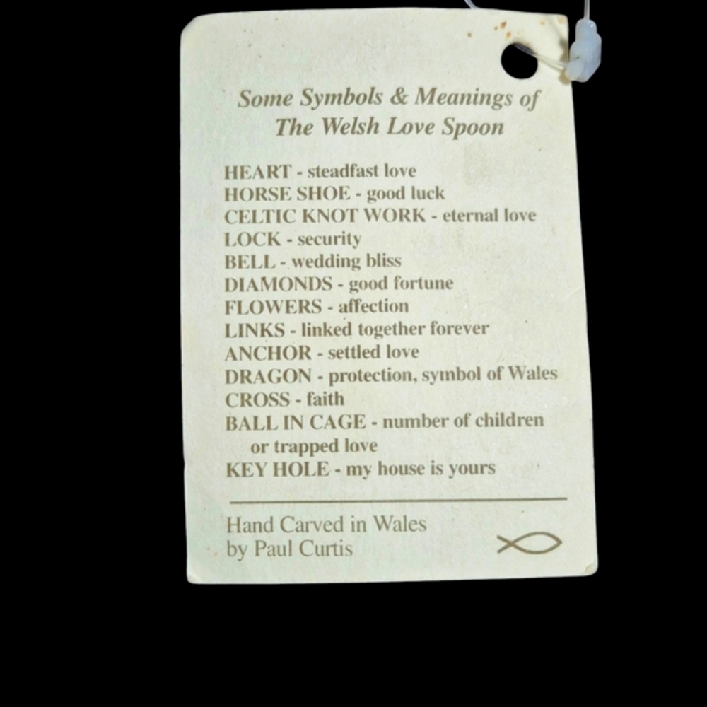 Welsh Love Spoon Hand Carved by Curtis Woodcraft, Pontypridd, South Wales - Picture 5 of 5